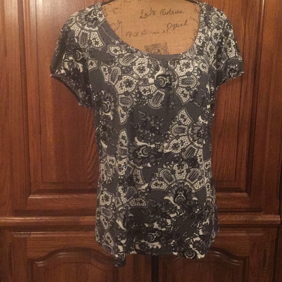 Worthington Tops - Worthington Lace Print Short Sleeve Top Size xl
